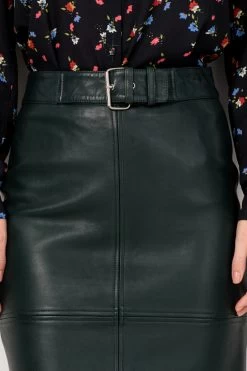 Dark Green Leather Buckle Detail Pencil Skirt 10 Dark Green Leather Buckle Detail Pencil Skirt -Trendora Shop web 06032019 sosander 299