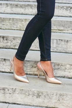 Sierra Champagne Gold Leather Slingback Court Shoe -Trendora Shop web 101 a21tj020 099 2