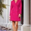 Pink Double Breasted Blazer Dress