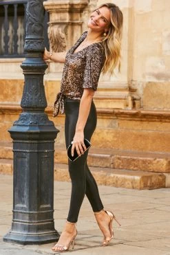 Black Leather Look Zip Detail Leggings 14 Black Leather Look Zip Detail Leggings -Trendora Shop web 10 a21tw012 a21bp002bk 108