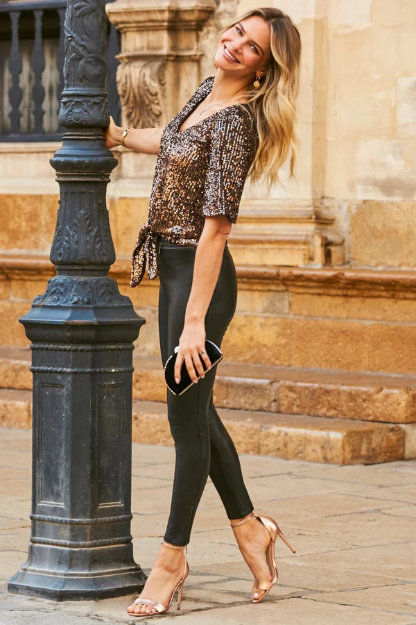 Black Leather Look Zip Detail Leggings 6 Black Leather Look Zip Detail Leggings - Image 6