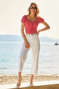 White Denim Culotte Jeans -Trendora Shop web 10 s22tj171rdfl01 010 1