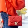 Orange Gold Clasp Detail Cross Body Bag