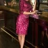 Hot Pink Sequin Stretch Shift Dress