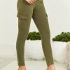 Khaki Green Zip Detail Cargo Skinny Jeans