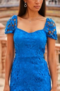 Cobalt Blue Luxe Lace Detail Pencil Dress 8 Cobalt Blue Luxe Lace Detail Pencil Dress -Trendora Shop web 2303 04 s22dw064be0001 04 136