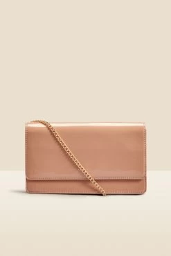 Nude Faux Leather Clutch Bag