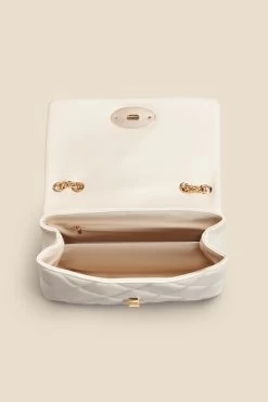 Ivory Faux Leather Quilted Clasp Detail Cross Body Bag -Trendora Shop web 2303 box a22ac006eu0001 d