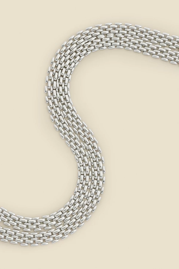 Silver Flat Chain Link Necklace 2 Silver Flat Chain Link Necklace - Image 2