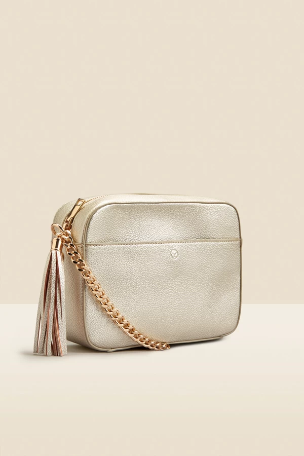 Gold Chain Detail Cross Body Bag With Tassel 2 Gold Chain Detail Cross Body Bag With Tassel - Image 2