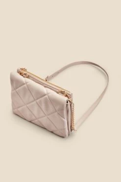 Taupe Quilted Cross Body Bag -Trendora Shop web 2303 box s23ac042bn0003 c