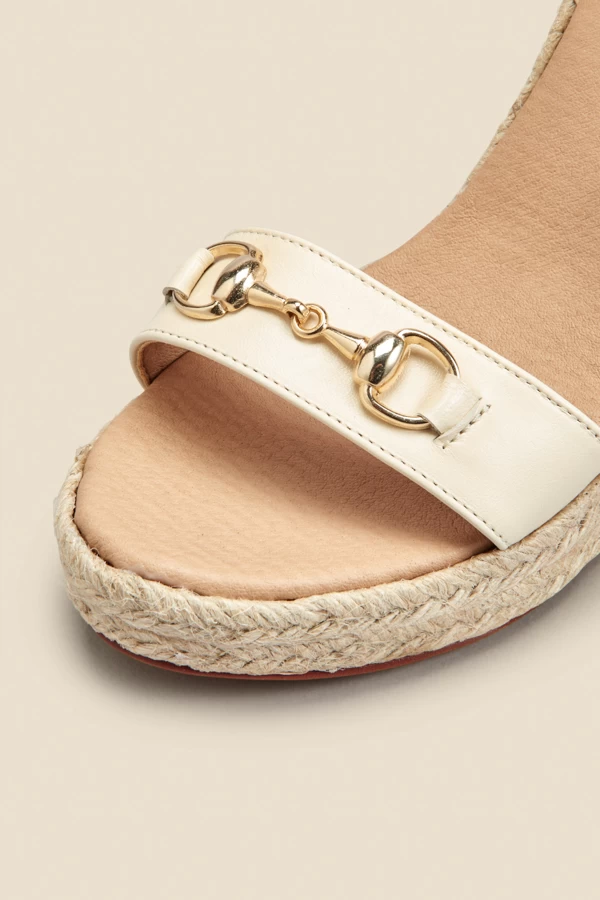 Carina Ivory Leather Snaffle Trim Wedge Espadrille 4 Carina Ivory Leather Snaffle Trim Wedge Espadrille - Image 4