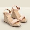 Roux Soft Pink Suede Buckle Detail Wedge Espadrille