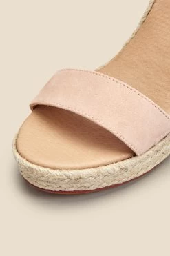 Roux Soft Pink Suede Buckle Detail Wedge Espadrille -Trendora Shop web 2303 box s23fw014pk0014 d
