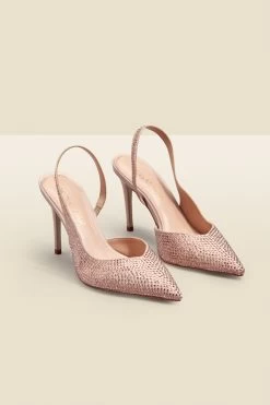 Emelia Champagne Gold Hot Fix Slingback Court -Trendora Shop web 2303 box s23fw033cm0002 b