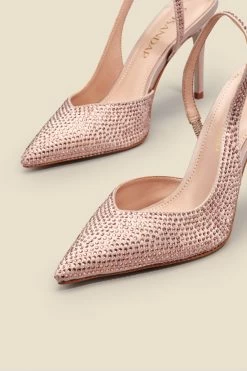 Emelia Champagne Gold Hot Fix Slingback Court -Trendora Shop web 2303 box s23fw033cm0002 d