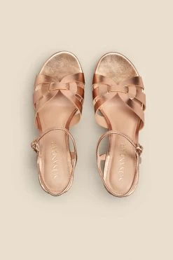Leia Rose Gold Cross Vamp Leather Cork Wedge Sandal 9 Leia Rose Gold Cross Vamp Leather Cork Wedge Sandal -Trendora Shop web 2303 box s23fw034rg0001 c