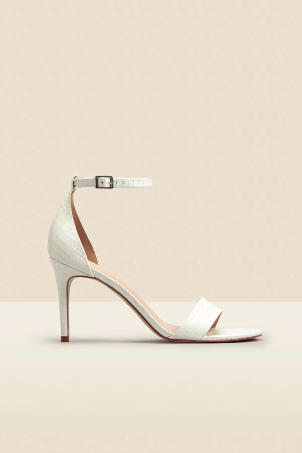 Nia Ivory Croc Leather Barely There High Heel Sandal 2 Nia Ivory Croc Leather Barely There High Heel Sandal - Image 2