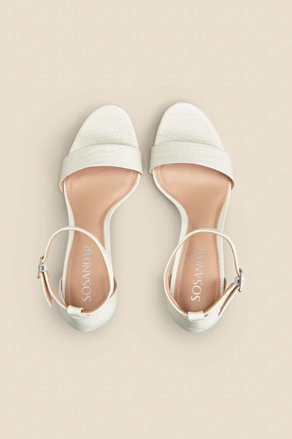 Nia Ivory Croc Leather Barely There High Heel Sandal 3 Nia Ivory Croc Leather Barely There High Heel Sandal - Image 3