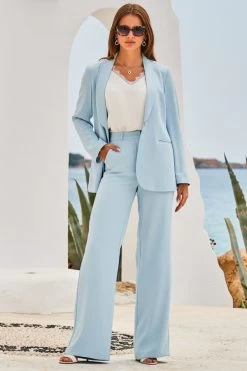 Soft Blue Relaxed Fit Blazer -Trendora Shop web 2305 31 s23ow104be0002 s23bw030be0002 a22tw070iv0001 31 004 1 1