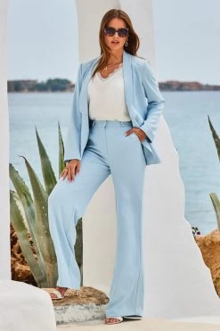 Soft Blue Relaxed Fit Blazer -Trendora Shop web 2305 31 s23ow104be0002 s23bw030be0002 a22tw070iv0001 31 133 1