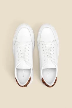 Aria Leopard Print Back Panel Detail Leather Trainers -Trendora Shop web 2305 box s23fw030ld0001 c