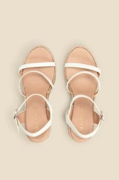 Havana Ivory Leather Triple Band High Wedge Espadrille -Trendora Shop web 2305 box s23fw040we0001 c