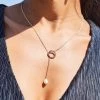 Gold Pearl Hoop Trim Necklace