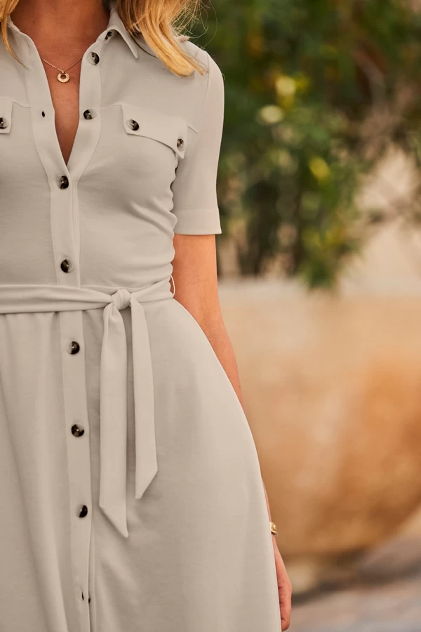 Stone Ponte Fit & Flare Midi Shirt Jersey Dress 4 Stone Ponte Fit & Flare Midi Shirt Jersey Dress - Image 4