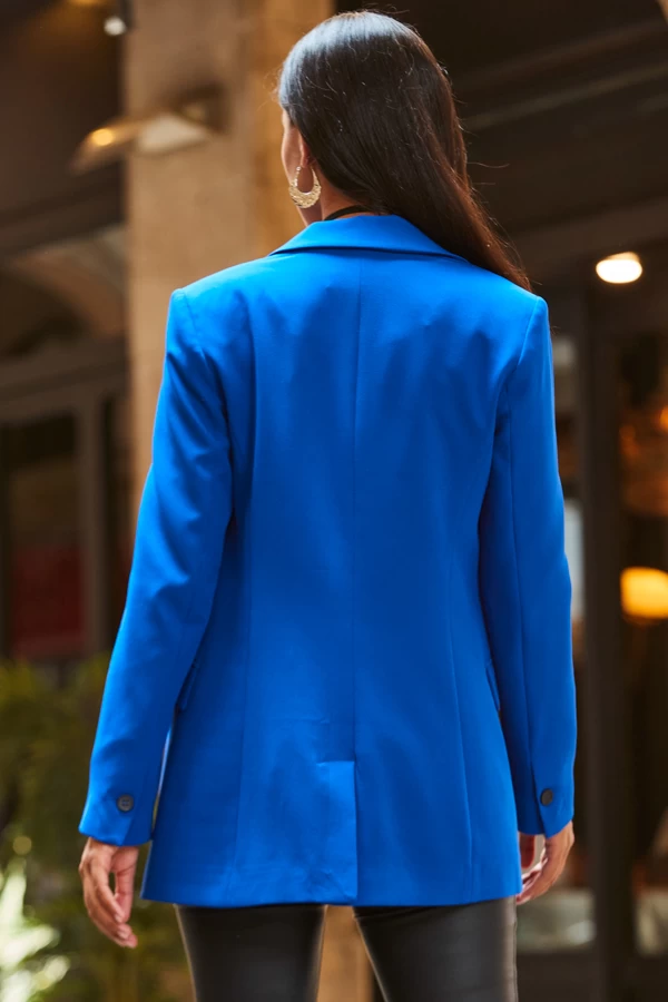 Cobalt Blue Relaxed Fit Double Breasted Blazer 5 Cobalt Blue Relaxed Fit Double Breasted Blazer - Image 5