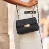 Black Metallic Boucle Clasp Detail Cross Body Bag