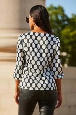Black & White Spot Print Tie Detail Satin Top 8 Black & White Spot Print Tie Detail Satin Top -Trendora Shop web 2307 51 s23tw173bksp01 51 243
