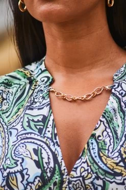 Ivory Paisley Print Chain Detail Faux Wrap Satin Blouse -Trendora Shop web 2307 55 s23tw179ivcv01 s23bd010be0010 55 513 rt