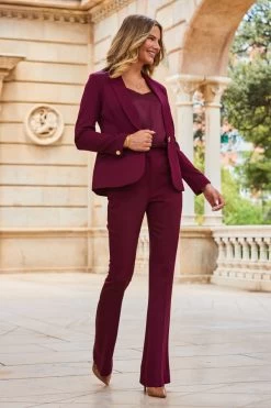 Wine Shawl Collar Blazer -Trendora Shop web 2307 64 a23ow031rd00011 a23bw002rd011 s23tw089rd0004 64 358