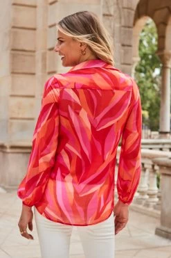 Red Swirl Print Longline Shirt 8 Red Swirl Print Longline Shirt -Trendora Shop web 2307 71 a21tw038rdcv02 71 219