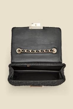 Black Metallic Boucle Clasp Detail Cross Body Bag -Trendora Shop web 2307 box a23ac002bk0001 d