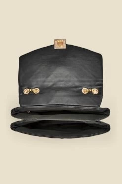 Black Gold Stud Detail Quilted Cross Body Bag -Trendora Shop web 2307 box a23ac004bk0001 d