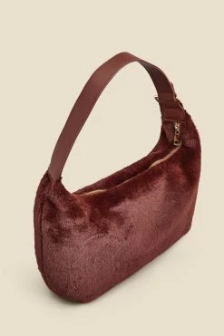 Brown Faux Fur Shoulder Bag -Trendora Shop web 2307 box a23ac007pt0004 b