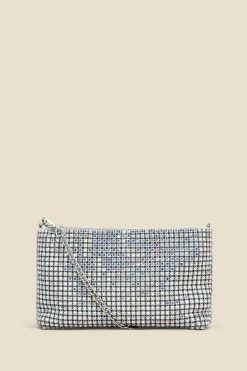 Silver Rhinestone Clutch Bag