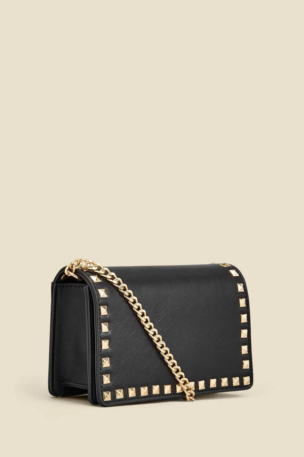 Black Stud Detail Clutch Bag With Detachable Strap 3 Black Stud Detail Clutch Bag With Detachable Strap - Image 3