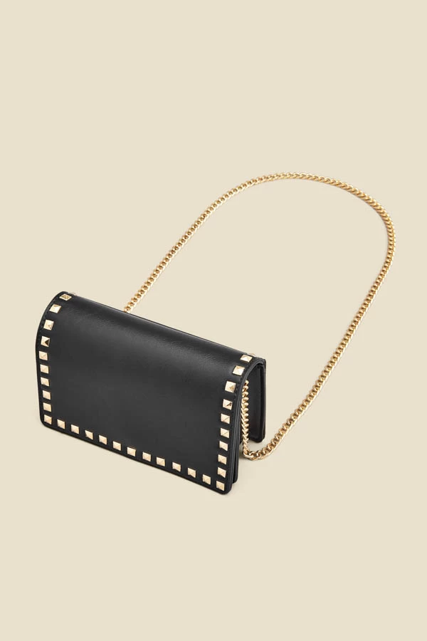 Black Stud Detail Clutch Bag With Detachable Strap 4 Black Stud Detail Clutch Bag With Detachable Strap - Image 4
