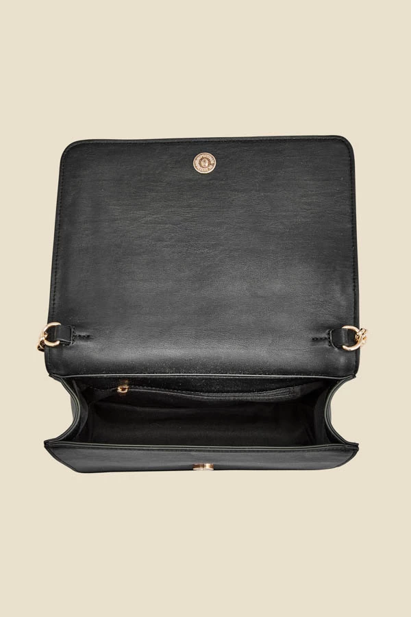 Dogtooth Black Trim Chain Detail Cross Body Bag 5 Dogtooth Black Trim Chain Detail Cross Body Bag - Image 5