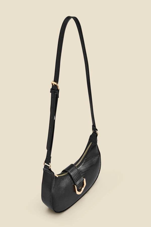 Black Snake Hoop Clasp Scoop Longline Shoulder Bag 3 Black Snake Hoop Clasp Scoop Longline Shoulder Bag - Image 3