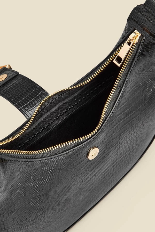 Black Snake Hoop Clasp Scoop Longline Shoulder Bag 5 Black Snake Hoop Clasp Scoop Longline Shoulder Bag - Image 5