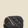 Black Diamante Quilted Cross Body Bag With Tassel
