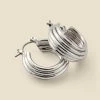 Silver Ridged Hoop Earrings