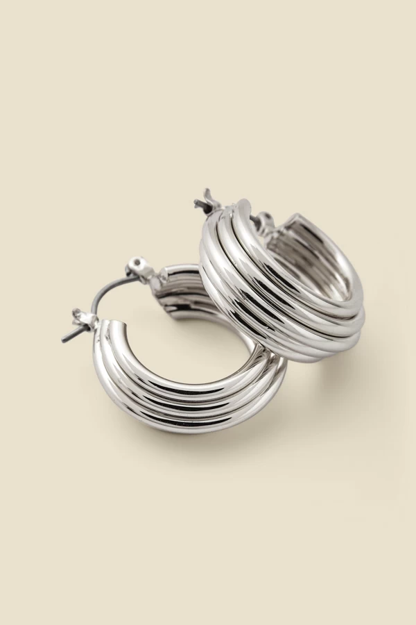 Silver Ridged Hoop Earrings 1 Silver Ridged Hoop Earrings