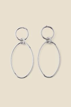 Silver Oval Hoop Drop Earrings -Trendora Shop web 2307 box a23ac025mc0005 b rc