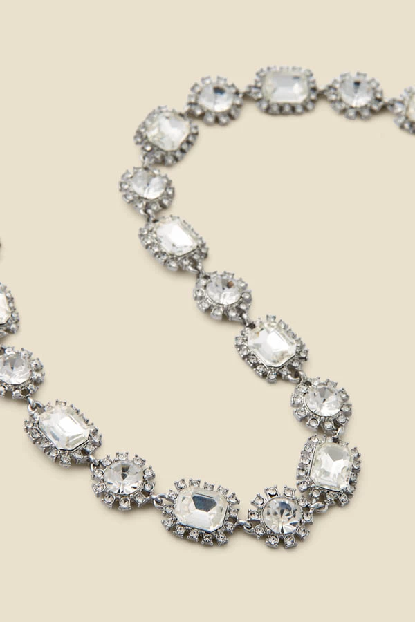 Silver Diamante Stone Detail Necklace 3 Silver Diamante Stone Detail Necklace - Image 3