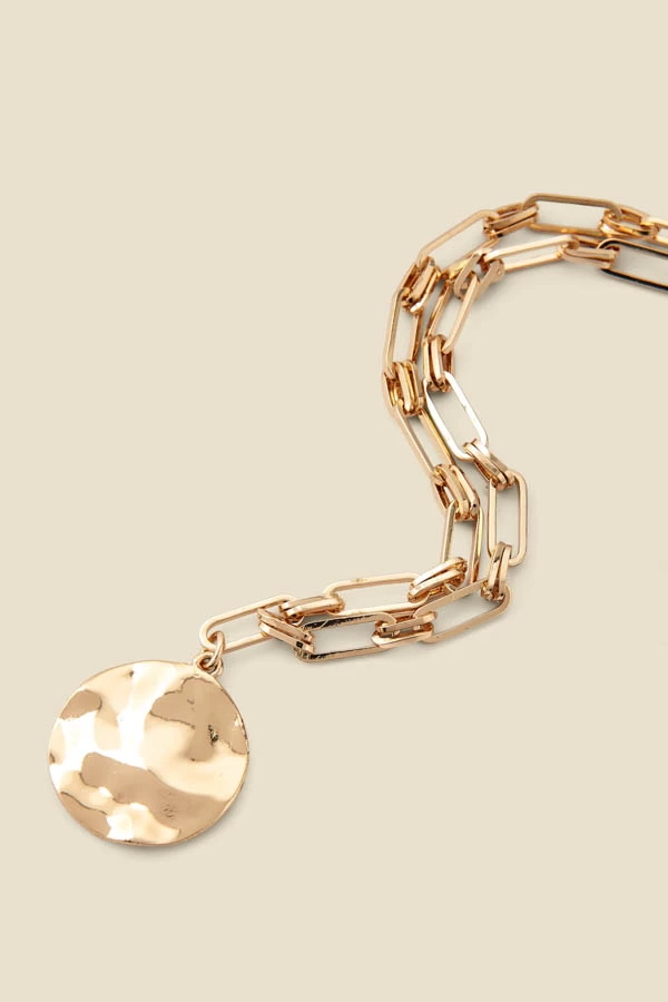 Gold Plated Hammered Chain Link Necklace 2 Gold Plated Hammered Chain Link Necklace - Image 2